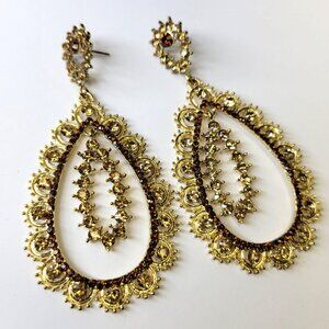 Teardrop Statement Gold Earrings